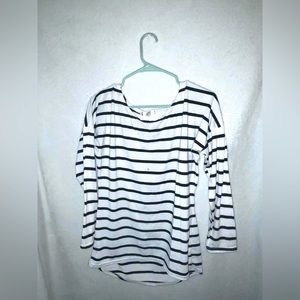 BLACK + WHITE STRIPED LONG SLEEVE SHIRT WOMEN